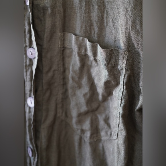 Zara 100% Linen Oversized Shirt in Khaki - Picture 6 of 10
